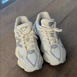 New Balance 9060 Cream and Gray Athletic Shoes